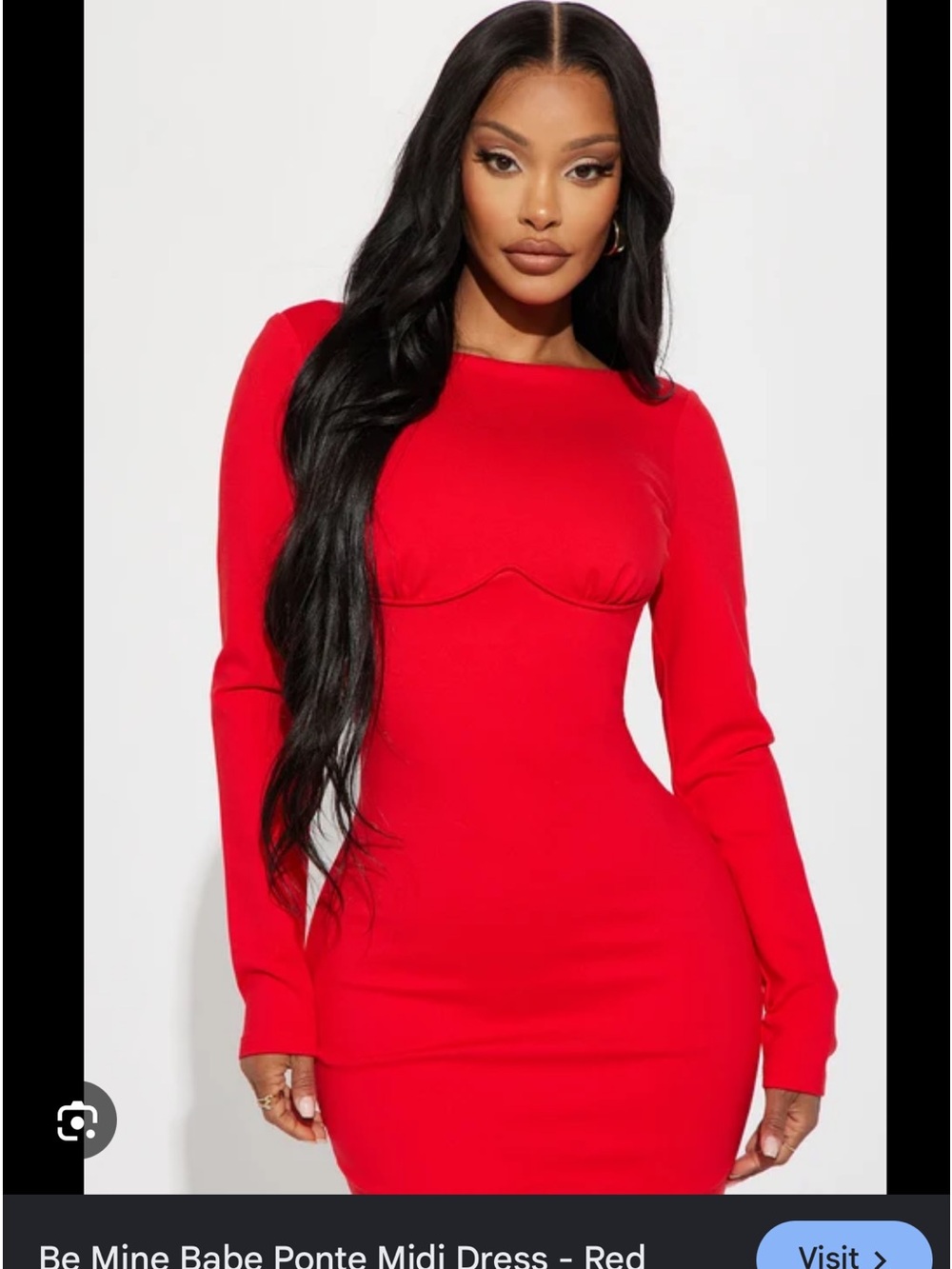 Fashion Nova Be Mine Babe Ponte Midi Dress - Red (#118)